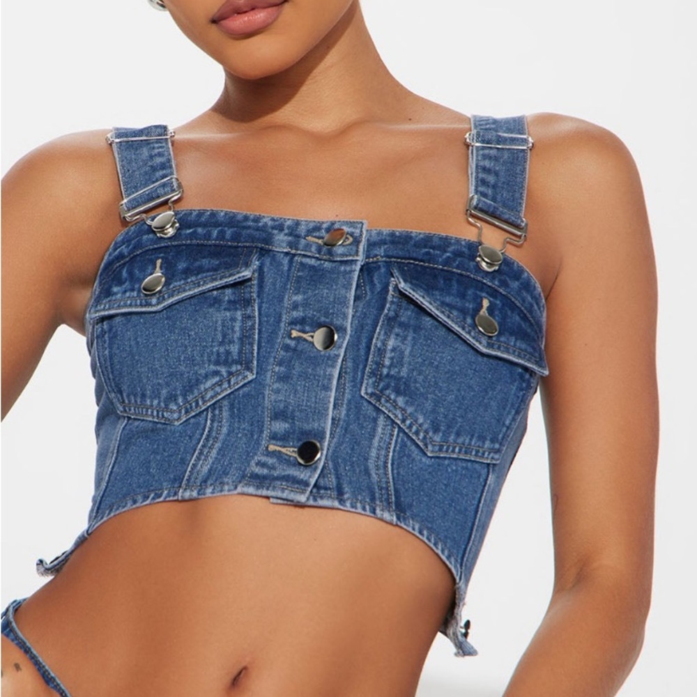 Fashion Nova Blue Jean Vest Classic Style